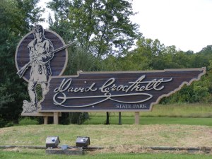 The sign at David Crockett State Park. Source: Lawrence County, Tennessee Web Page